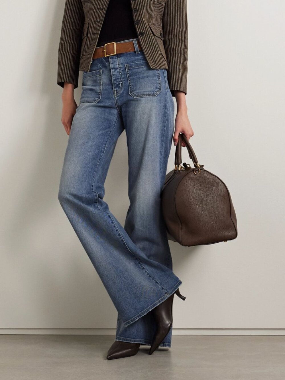 Nili Lotan Florence Distressed High-Rise Flared Jeans